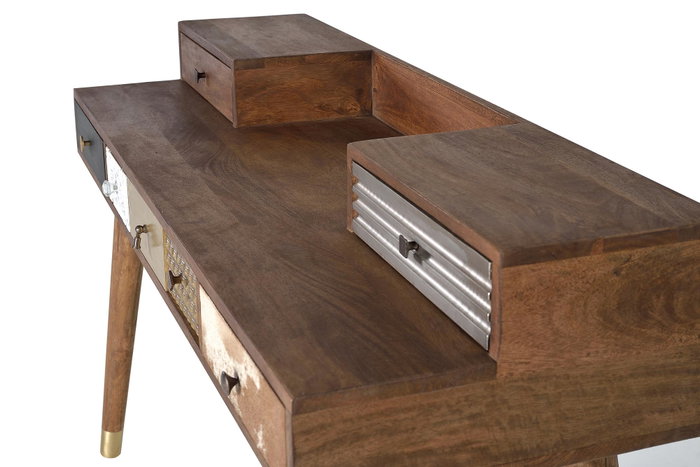 GINER Y COLOMER Escritorio de Madera de Mango con Cajones en Diferentes Acabados, 88x130x45 cm